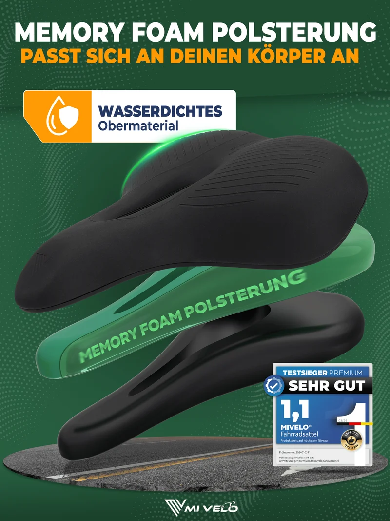 Ergonomischer Fahrradsattel mit Memory-Foam „City“