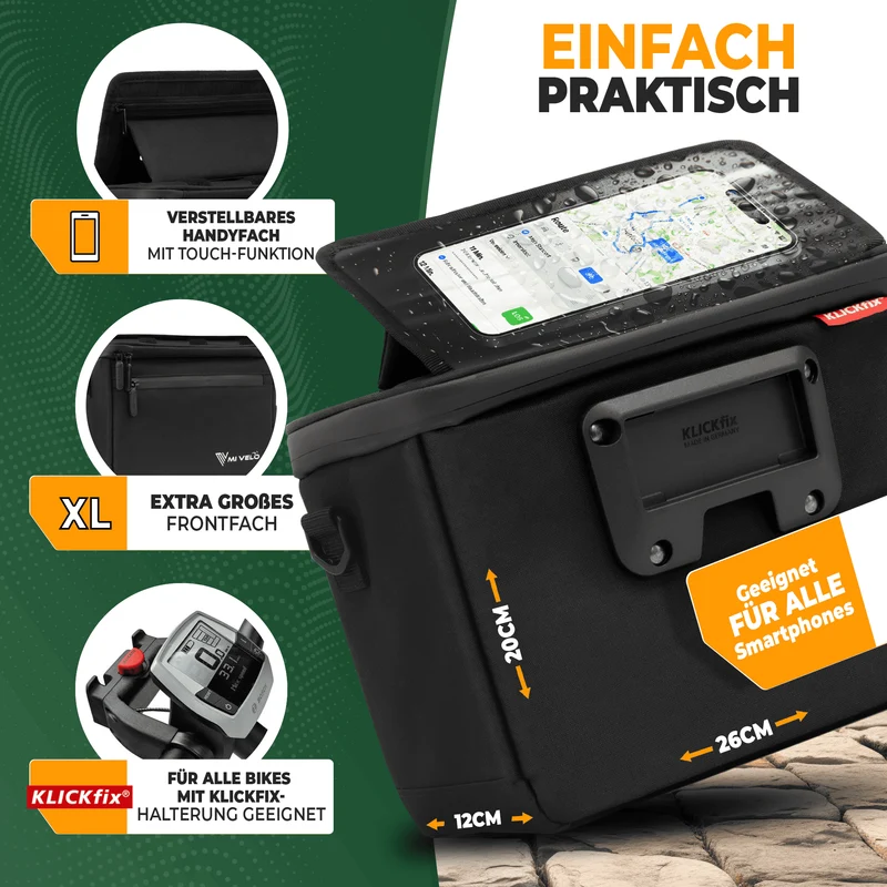 Lenkertasche mit verstellbarem Handyfach 6L „OSKAR“