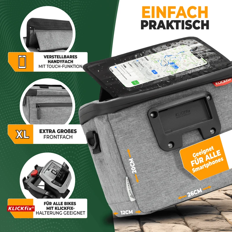 Lenkertasche mit verstellbarem Handyfach 6L „OSKAR“