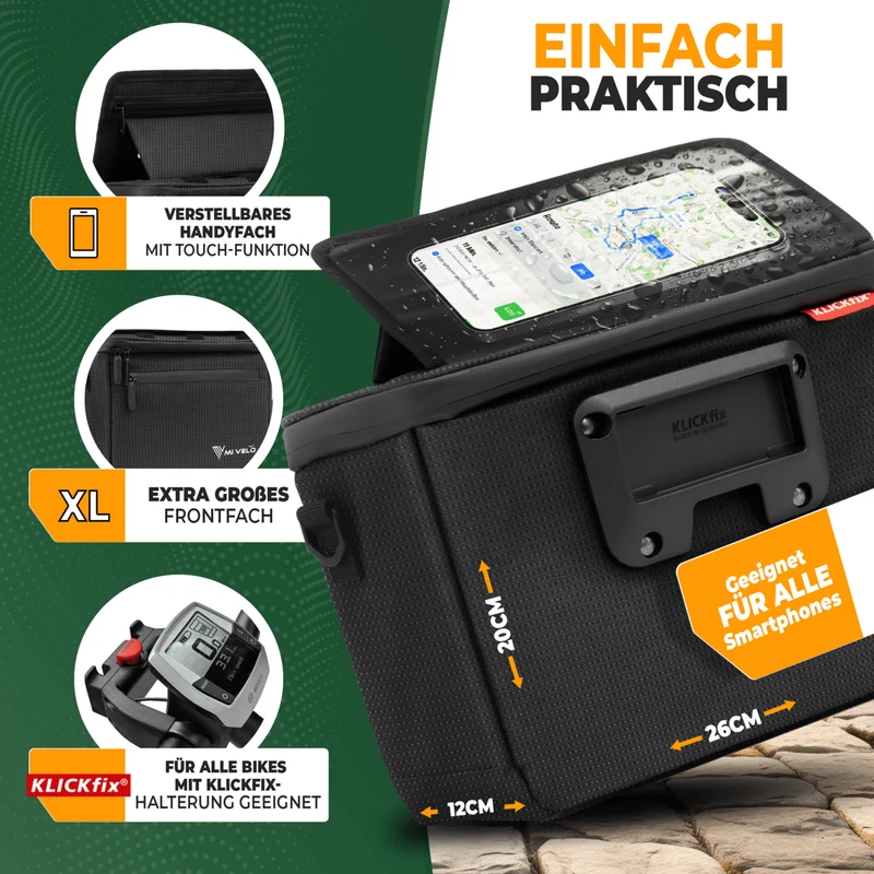 Lenkertasche mit verstellbarem Handyfach 6L „OSKAR“