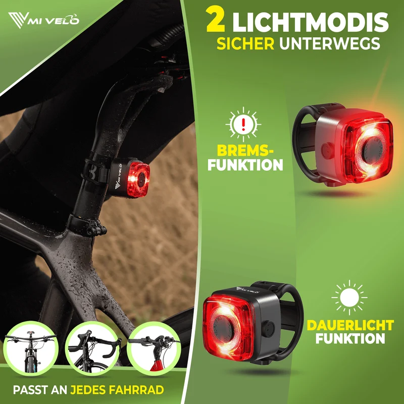 Fahrradlicht Set 30Lux mit Bremslicht „CUBE PRO“