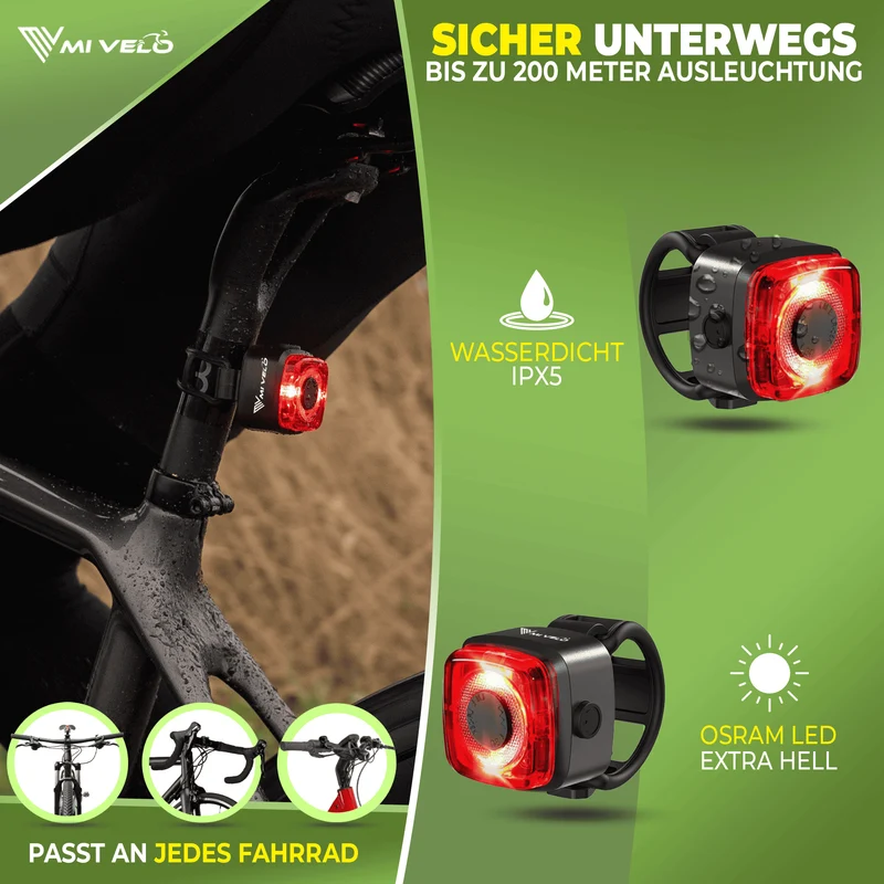 Fahrradlicht Set 30 LUX „CUBE ONE“