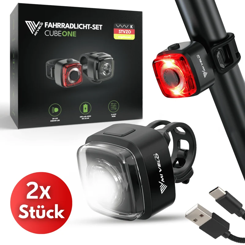 Fahrradlicht Set 30 LUX „CUBE ONE“