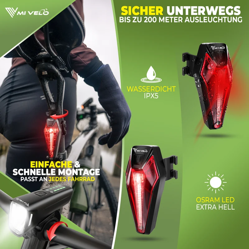 Fahrradlicht Set 100Lux „SMART ONE“