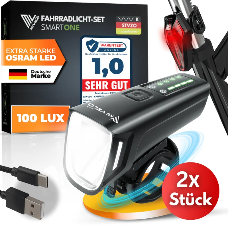 Fahrradlicht Set 100Lux „SMART ONE“