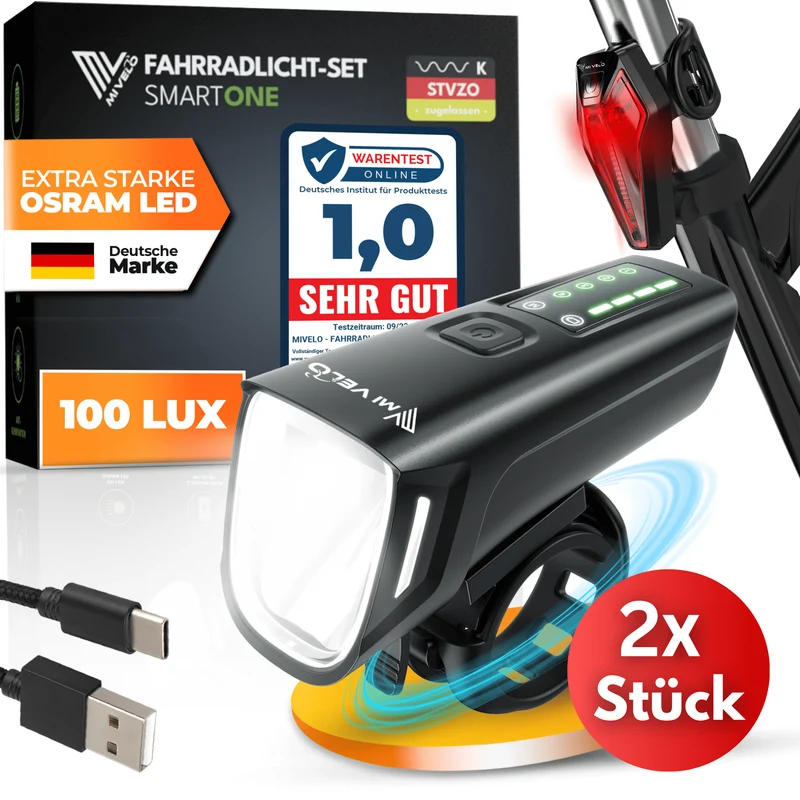 Fahrradlicht Set 100Lux „SMART ONE“