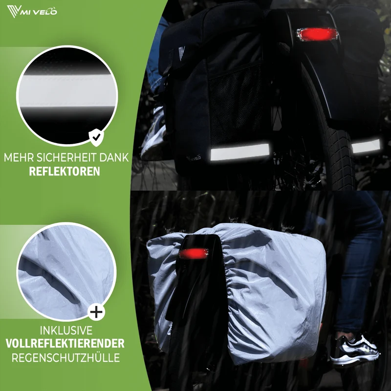 Fahrrad Doppeltasche aus recyceltem Material 36L "DUPLEX"