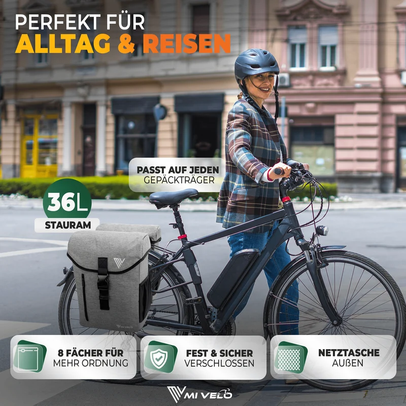 Fahrrad Doppeltasche aus recyceltem Material 36L "DUPLEX"