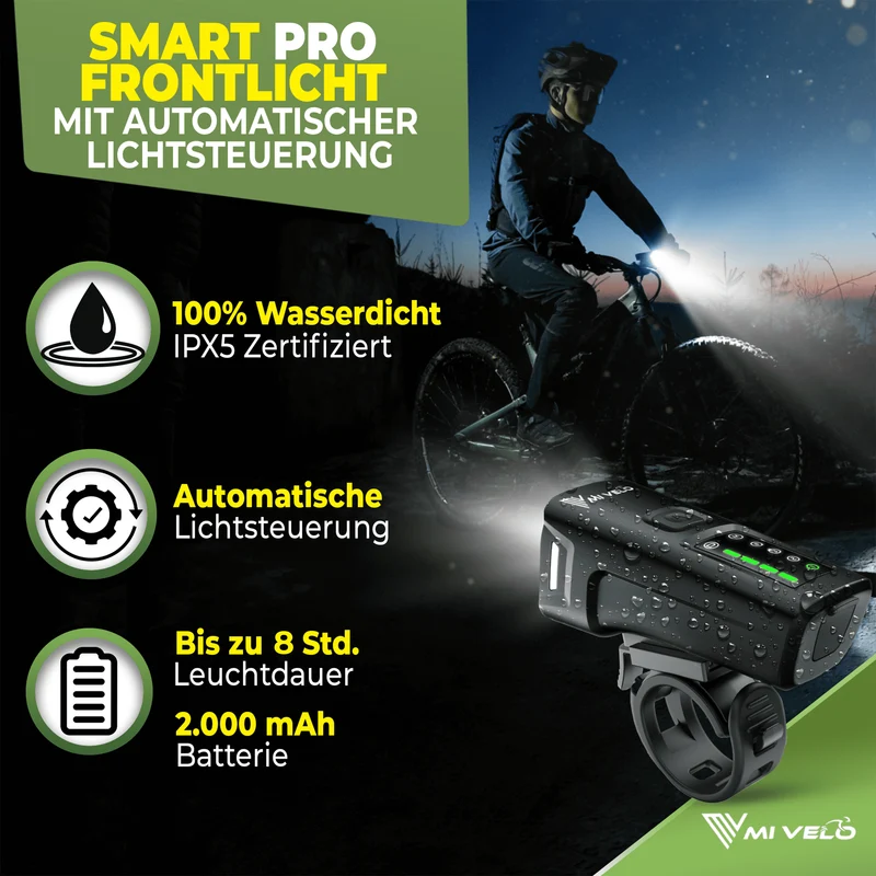 Fahrradlicht Set 100Lux mit Bremslicht „SMART PRO“