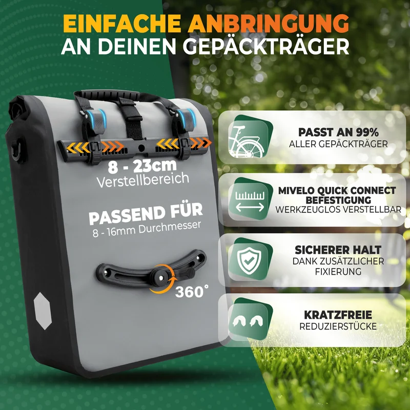 2in1 Fahrradtasche für Gepäckträger 25L „MAX“