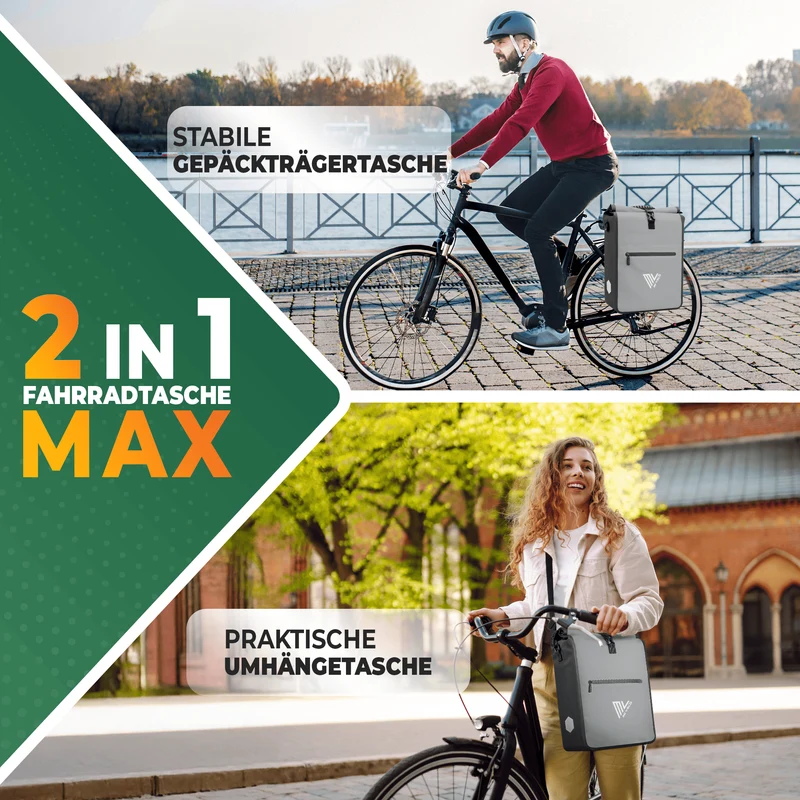 2in1 Fahrradtasche für Gepäckträger 25L „MAX“