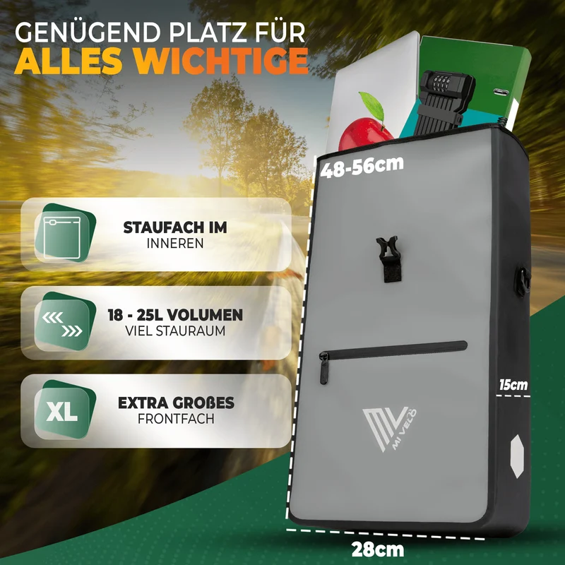 2in1 Fahrradtasche für Gepäckträger 25L „MAX“