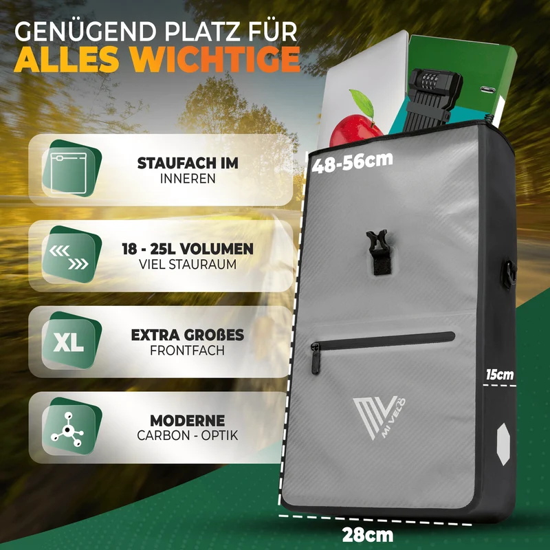 2in1 Fahrradtasche für Gepäckträger 25L „MAX“