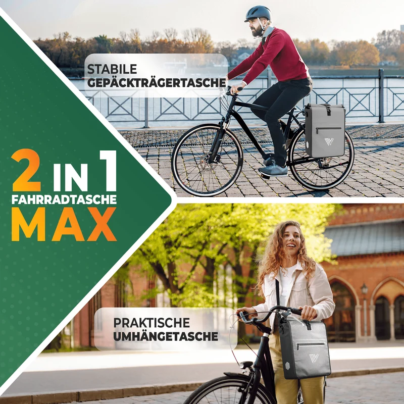 2in1 Fahrradtasche für Gepäckträger 25L „MAX“
