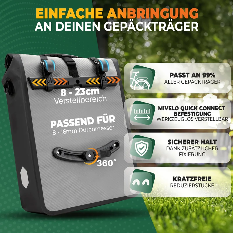 2in1 Fahrradtasche für Gepäckträger 25L „MAX“