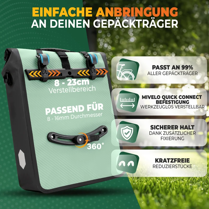 2in1 Fahrradtasche für Gepäckträger 25L „MAX“