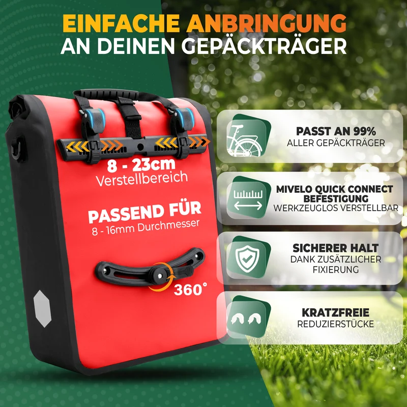 2in1 Fahrradtasche für Gepäckträger 25L „MAX“