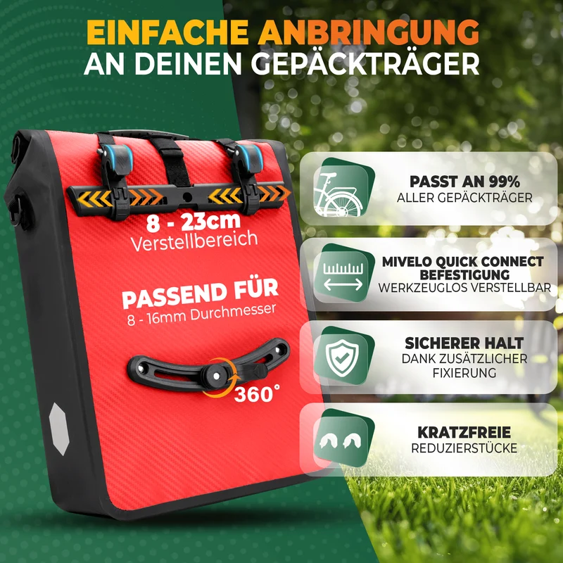 2in1 Fahrradtasche für Gepäckträger 25L „MAX“