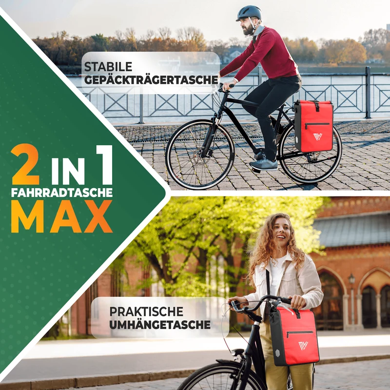 2in1 Fahrradtasche für Gepäckträger 25L „MAX“