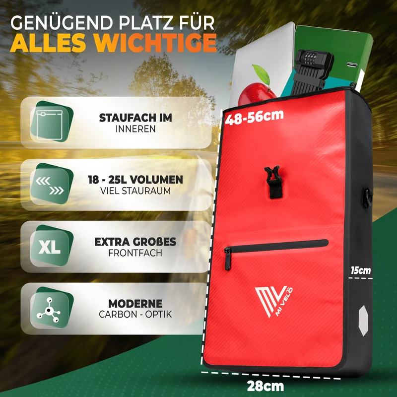 2in1 Fahrradtasche für Gepäckträger 25L „MAX“