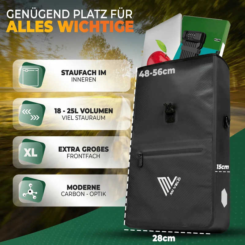 2in1 Fahrradtasche für Gepäckträger 25L „MAX“