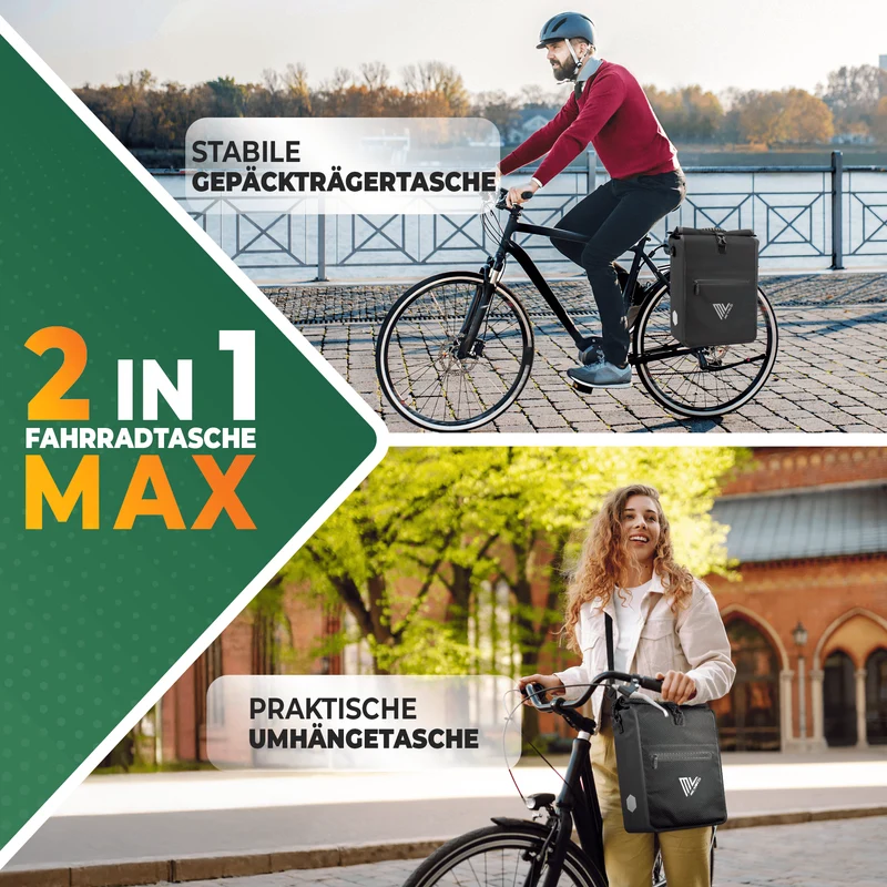 2in1 Fahrradtasche für Gepäckträger 25L „MAX“