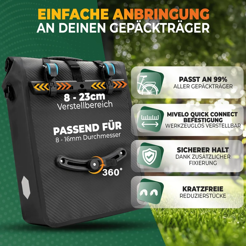 2in1 Fahrradtasche für Gepäckträger 25L „MAX“