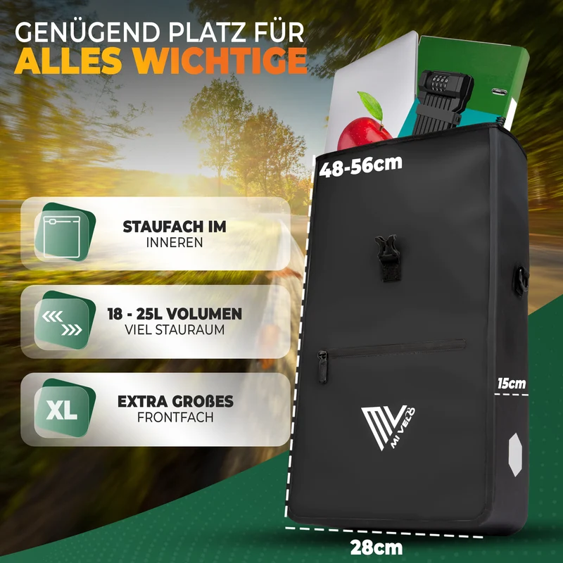 2in1 Fahrradtasche für Gepäckträger 25L „MAX“