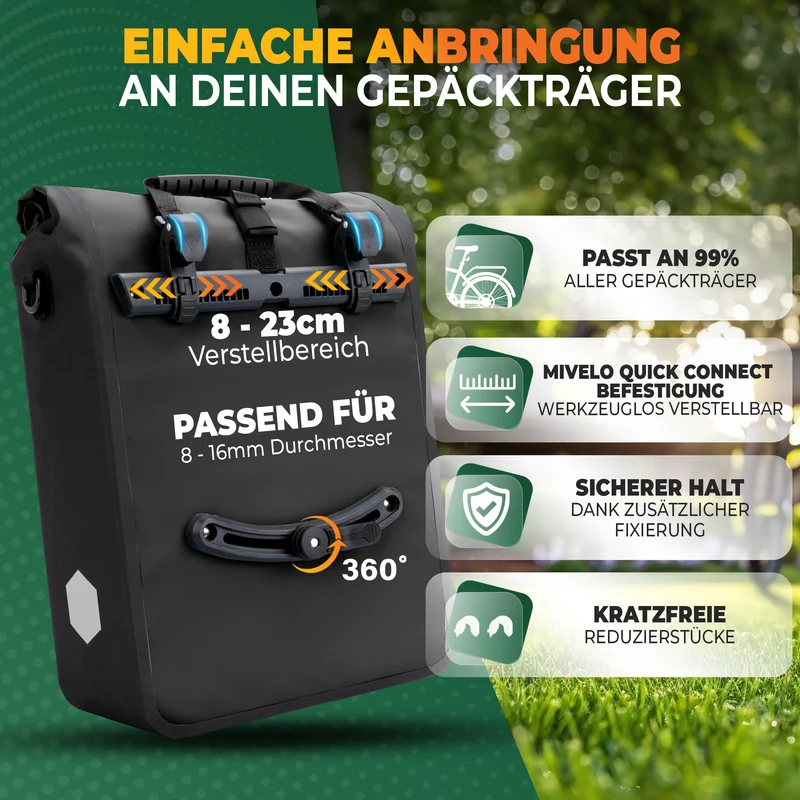 2in1 Fahrradtasche für Gepäckträger 25L „MAX“
