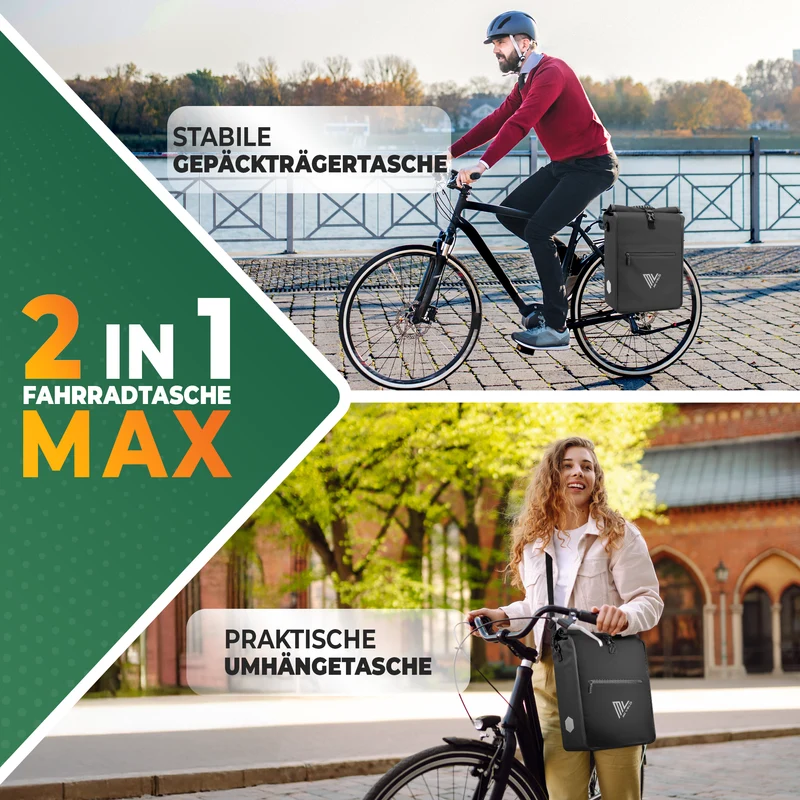 2in1 Fahrradtasche für Gepäckträger 25L „MAX“
