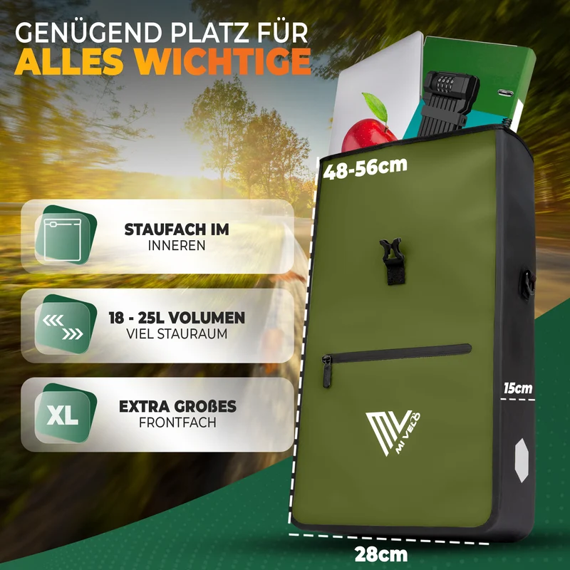 2in1 Fahrradtasche für Gepäckträger 25L „MAX“