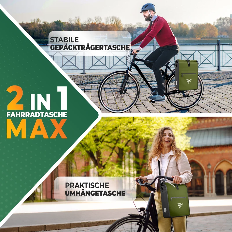 2in1 Fahrradtasche für Gepäckträger 25L „MAX“
