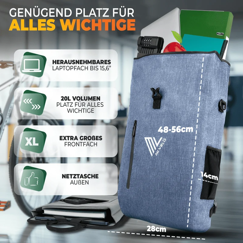 3 in 1 Fahrradtasche Rucksack 20L + Kühltasche 15L "Spar-Bundle"