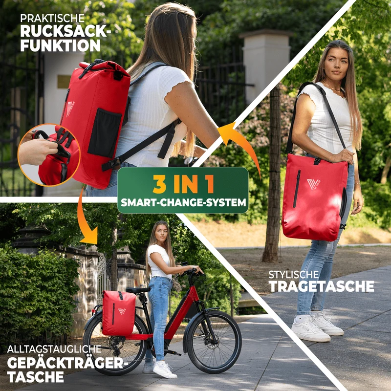 3 in 1 Fahrradtasche Rucksack 20L + Kühltasche 15L "Spar-Bundle"