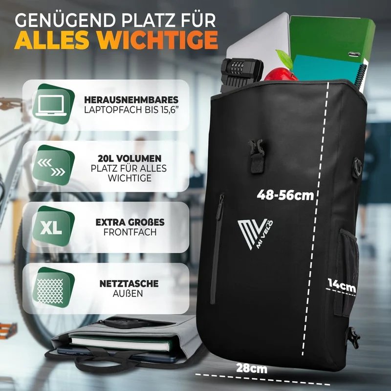 3 in 1 Fahrradtasche Rucksack 20L + Kühltasche 15L "Spar-Bundle"