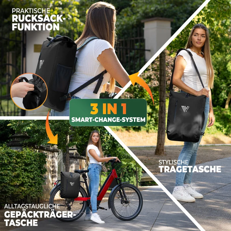 3 in 1 Fahrradtasche Rucksack 20L + Kühltasche 15L "Spar-Bundle"