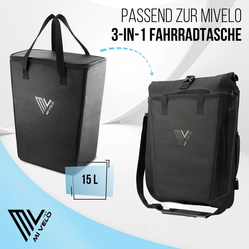 3 in 1 Fahrradtasche Rucksack 20L + Kühltasche 15L "Spar-Bundle"