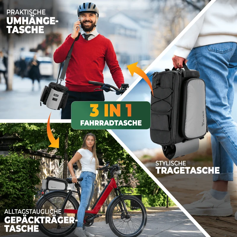 Gepäckträgertasche mit erweiterbarem Volumen 10-20L „FELIX“