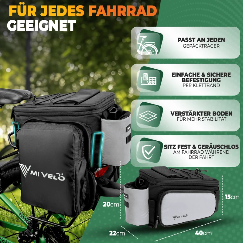 Gepäckträgertasche mit erweiterbarem Volumen 10-20L „FELIX“