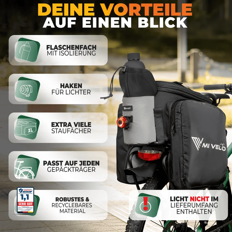 Gepäckträgertasche mit erweiterbarem Volumen 10-20L „FELIX“