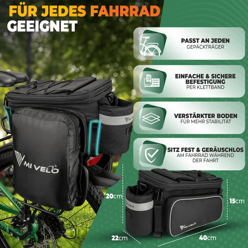 Gepäckträgertasche mit erweiterbarem Volumen 10-20L „FELIX“