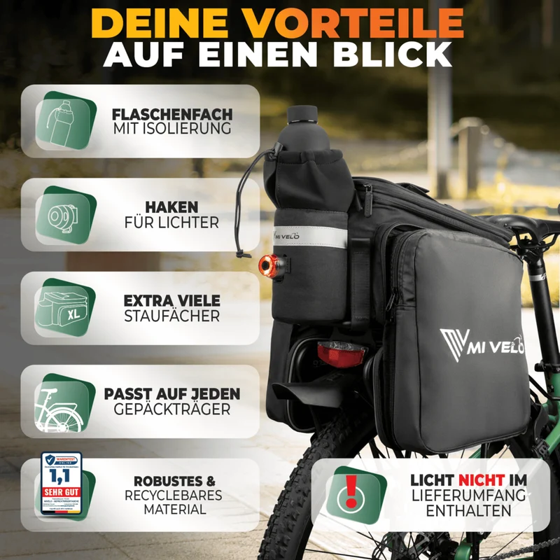 Gepäckträgertasche mit erweiterbarem Volumen 10-20L „FELIX“