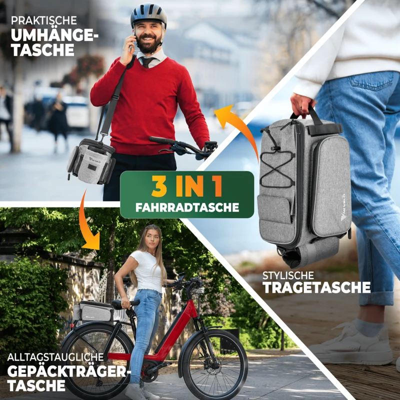 Gepäckträgertasche mit erweiterbarem Volumen 10-20L „FELIX“