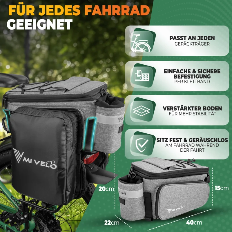 Gepäckträgertasche mit erweiterbarem Volumen 10-20L „FELIX“