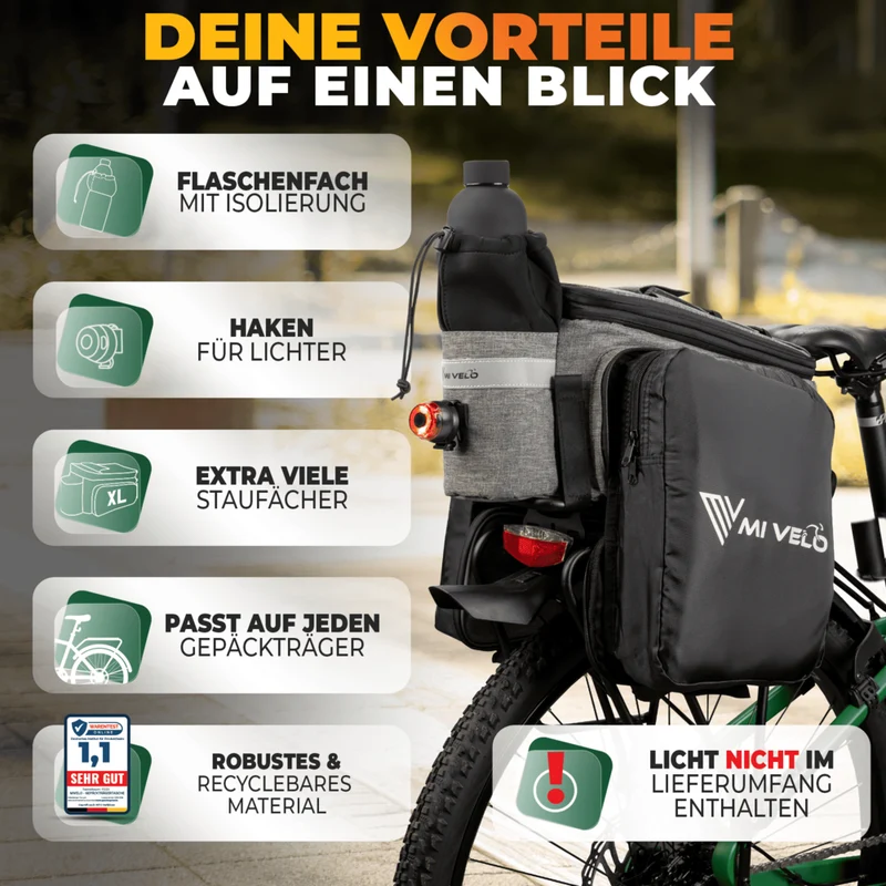 Gepäckträgertasche mit erweiterbarem Volumen 10-20L „FELIX“