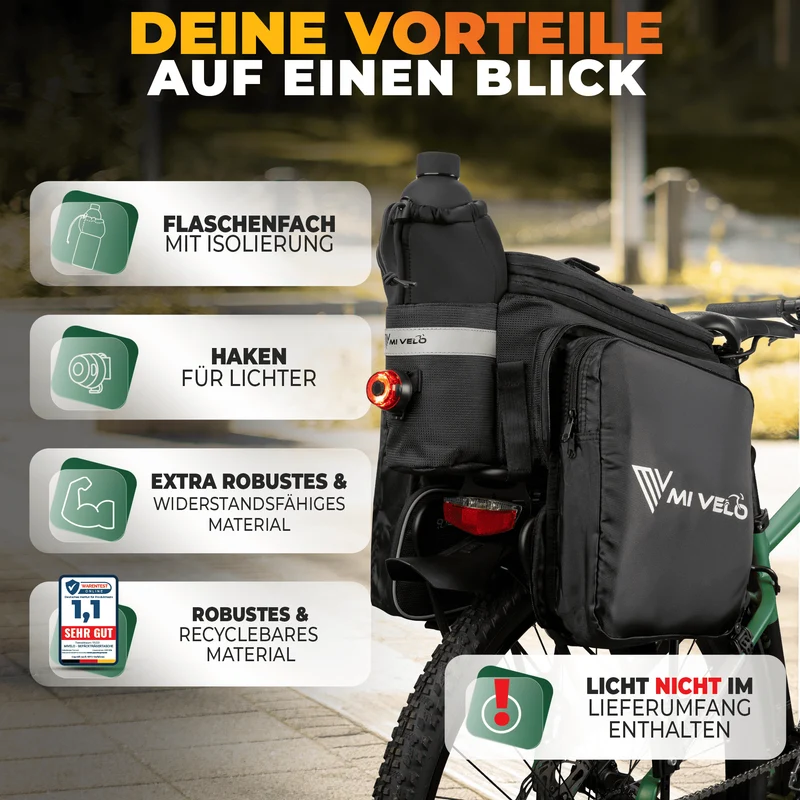 Gepäckträgertasche mit erweiterbarem Volumen 10-20L „FELIX“