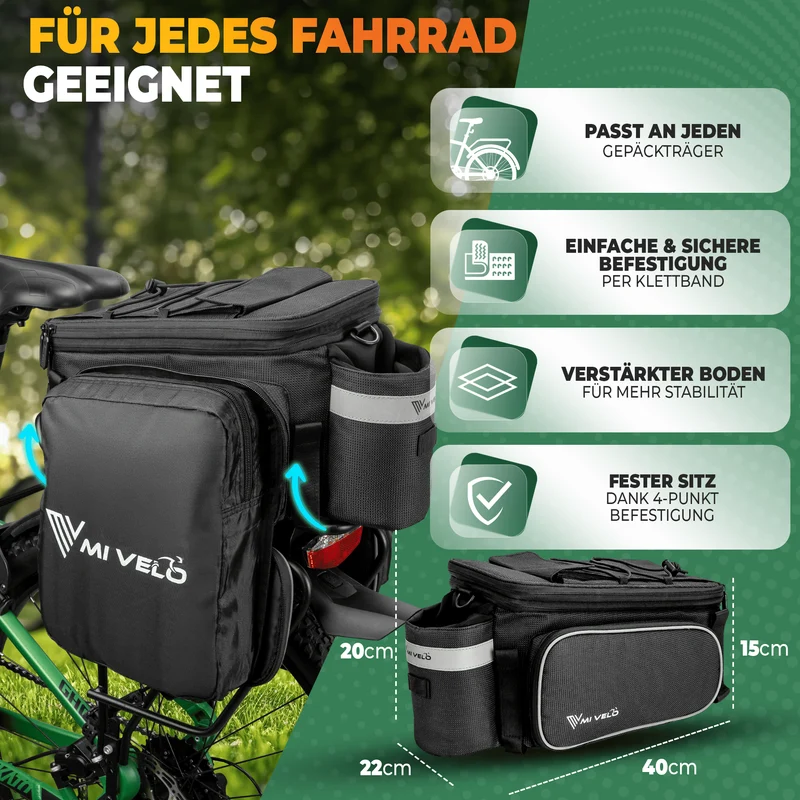 Gepäckträgertasche mit erweiterbarem Volumen 10-20L „FELIX“