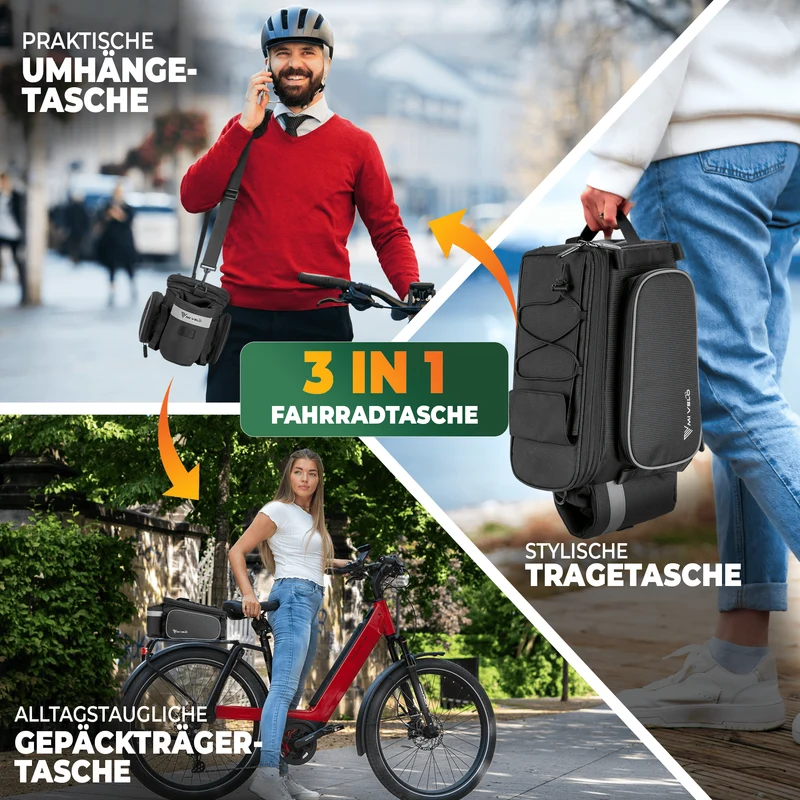 Gepäckträgertasche mit erweiterbarem Volumen 10-20L „FELIX“