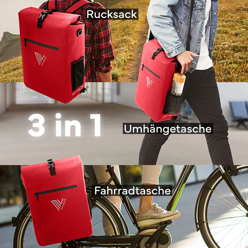 Fahrradtasche mit Rucksackfunktion 25L „MAGNUM“