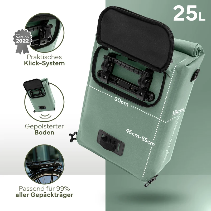 Fahrradtasche mit Rucksackfunktion 25L „MAGNUM“